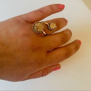 Anthropologie rose gold earth stone ring